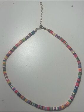 Amazon Multicolor Heishi Bead Choker Necklace - Pink Blue Green Yellow